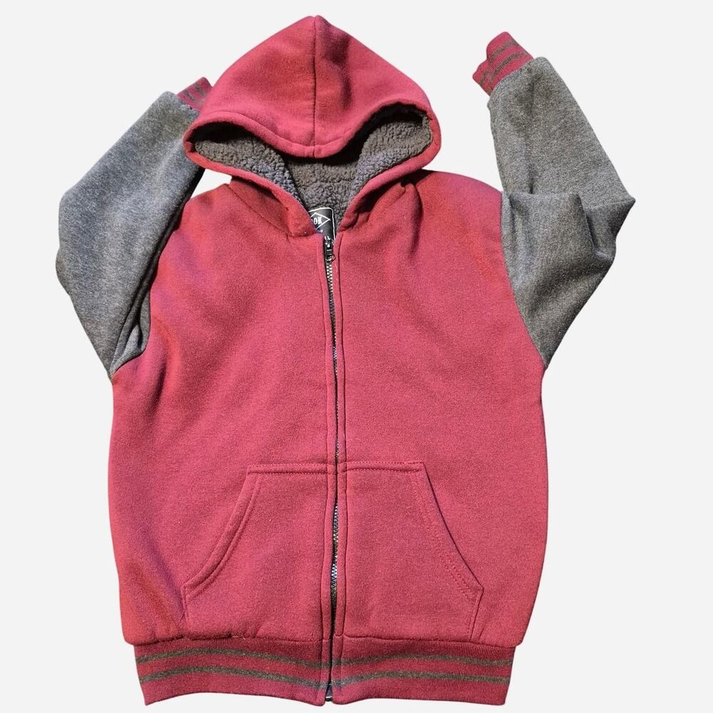 Rok Burgundy and Grey Kids Coat Size 10/12